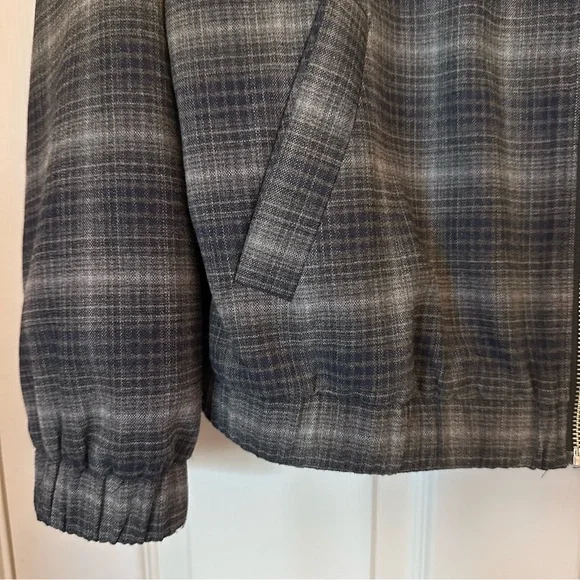 WAO Bomber Jacket Plaid Black and Gray Women's Sz Medium - Picture 6 of 16